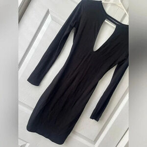 Lulu's Black Long Sleeve Keyhole Bodycon Midi Dress